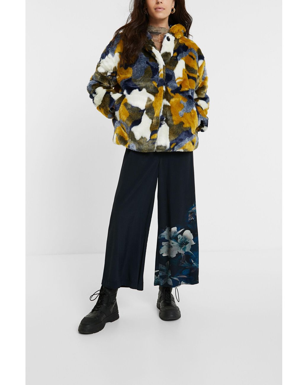 Desigual Black Short Plush Jacket