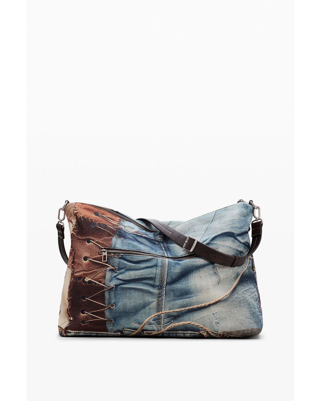 Desigual Blue Large Patchwork Bag, Cotton