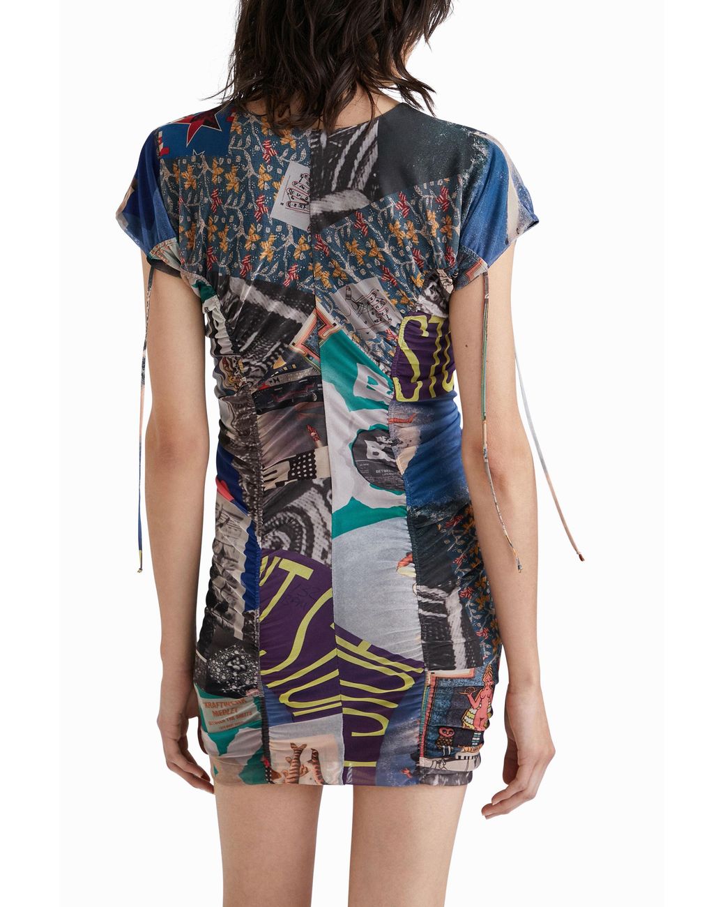 Desigual Multicolor Slim Ruched Mini Dress, Polyester