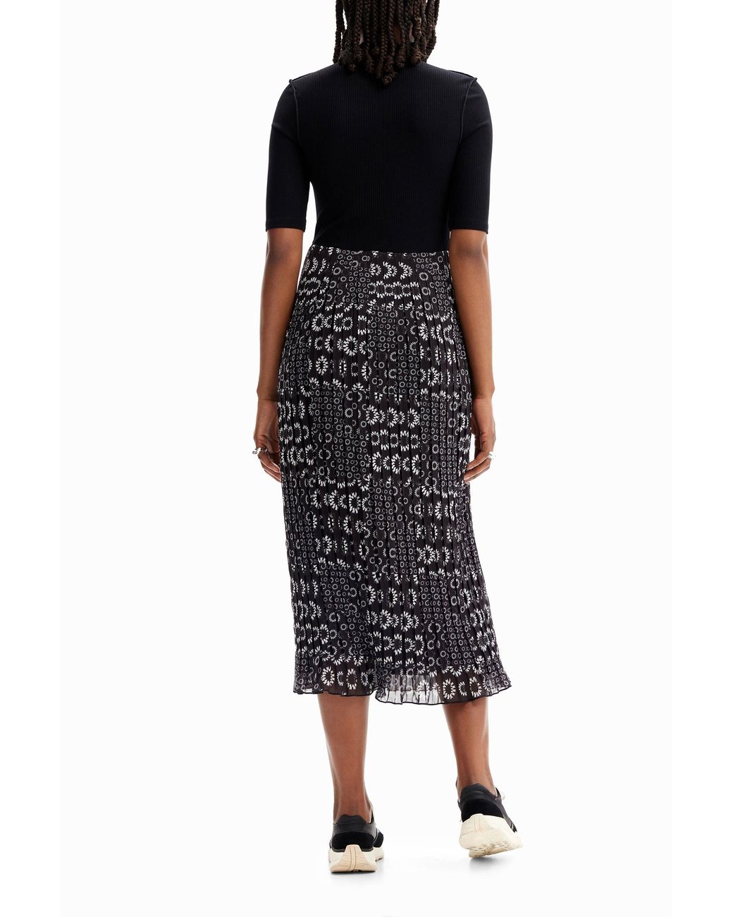 Desigual Black Combination Midi Dress