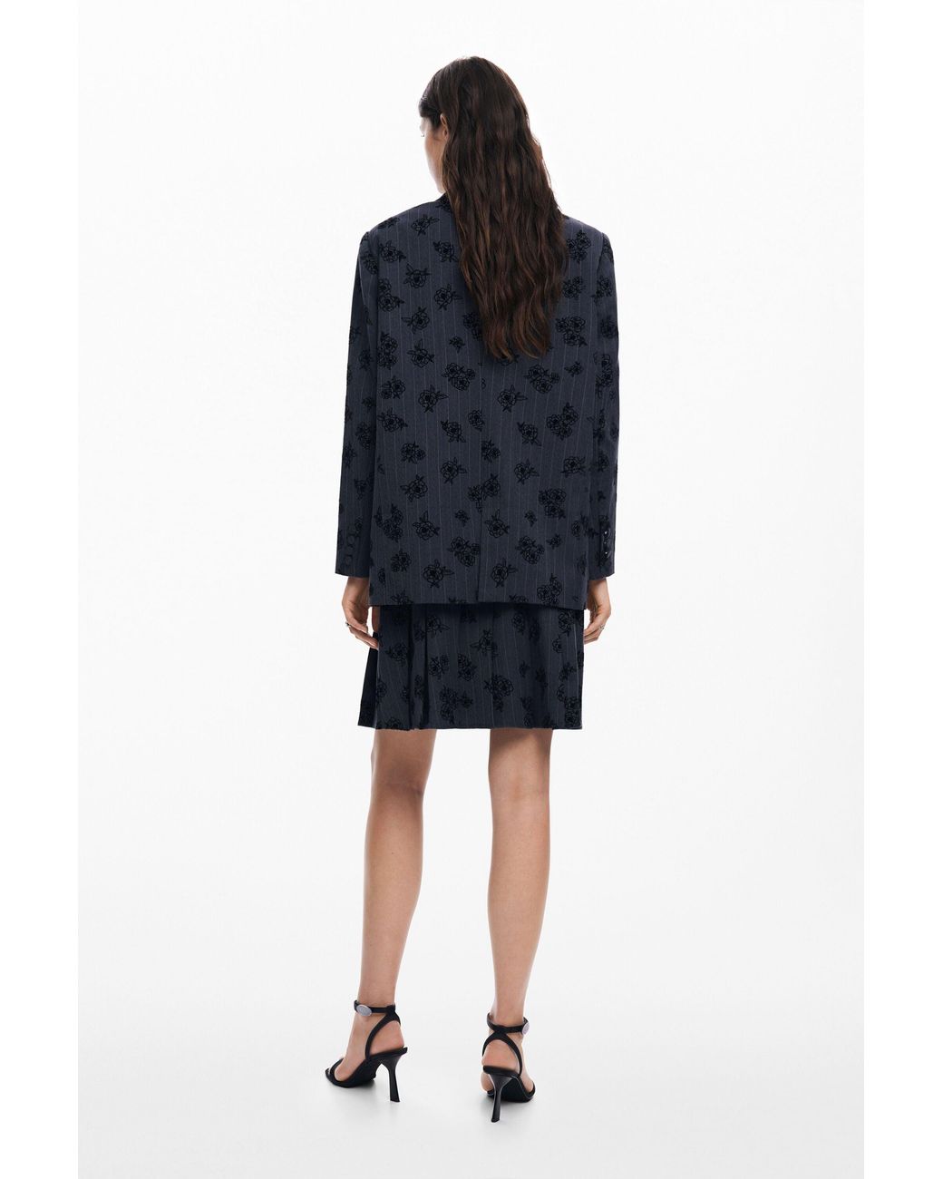Desigual Black Floral Print Blazer