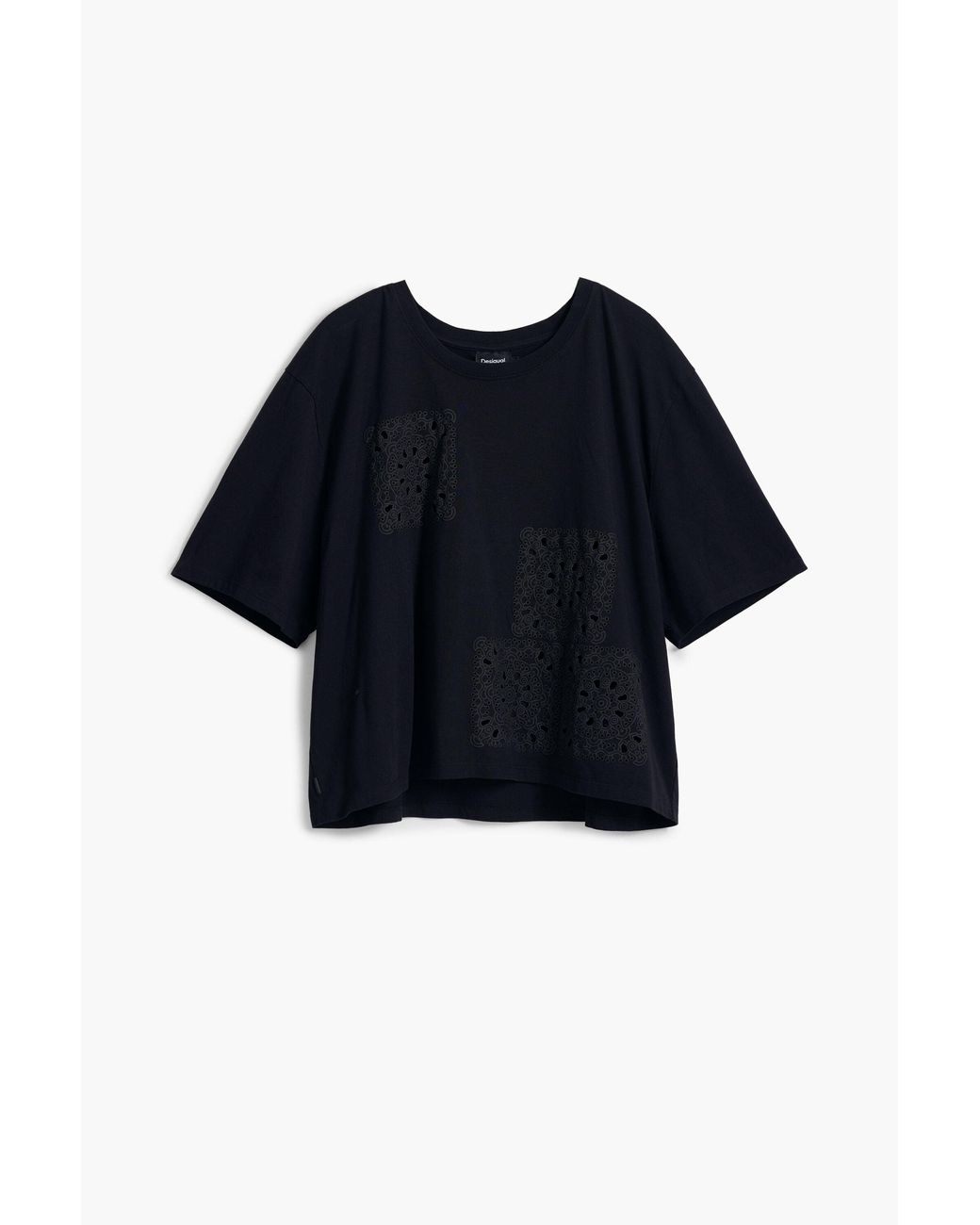 Desigual Blue Plain T-Shirt Details, Cotton