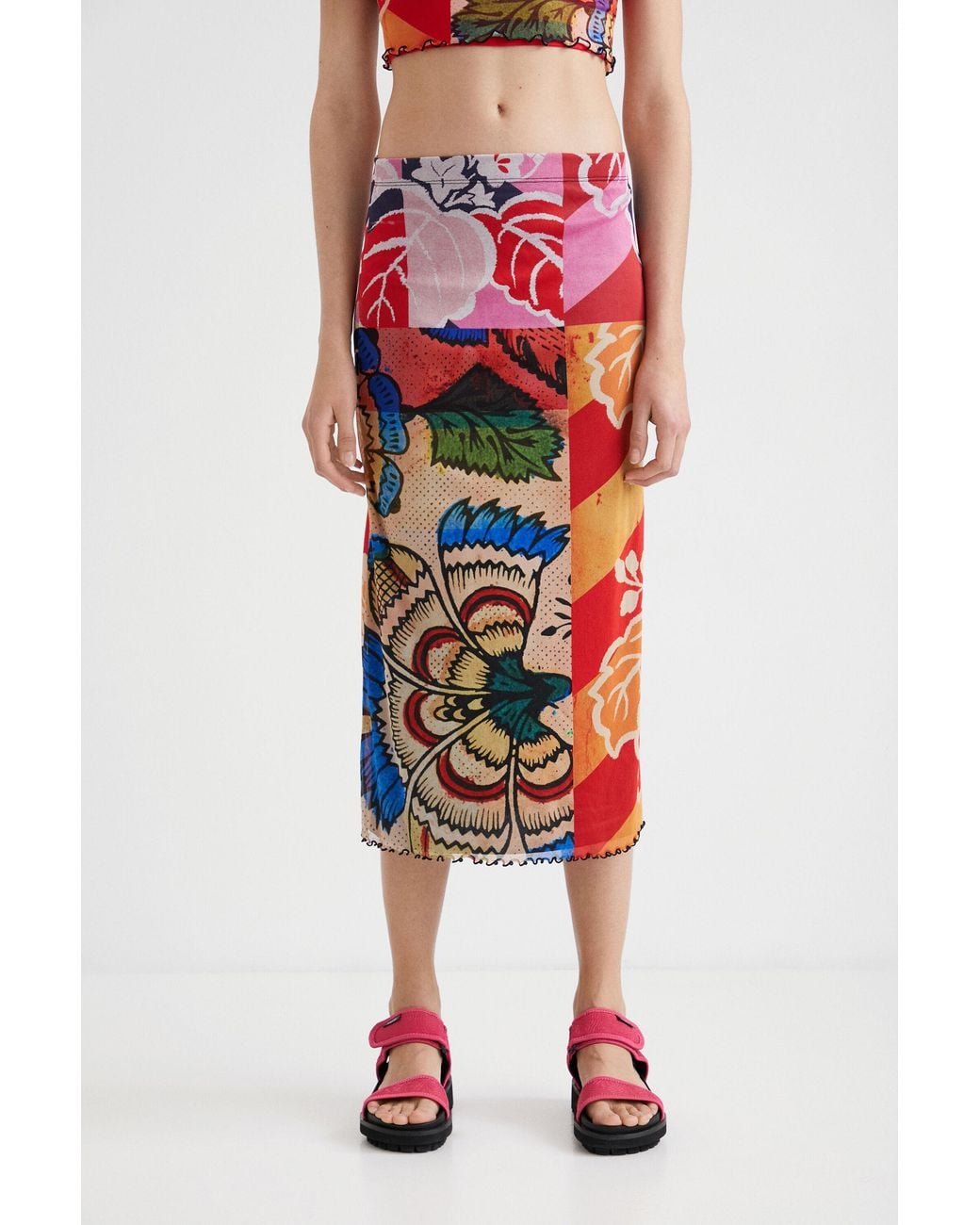 Desigual Red M. Christian Lacroix Midi Skirt, Polyester