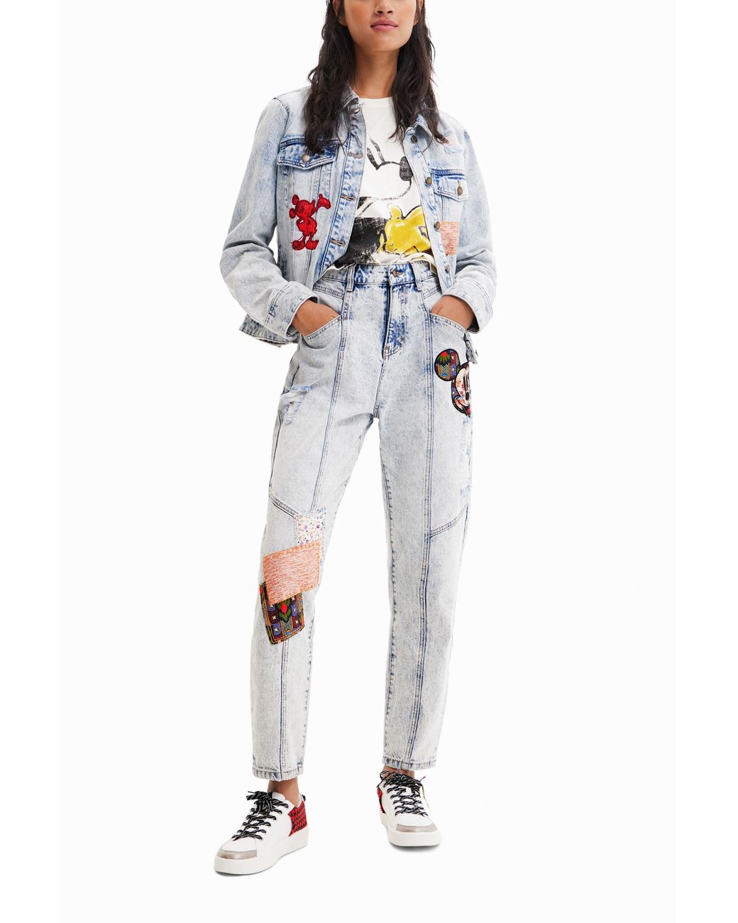 Desigual White Disney's Mickey Mouse Denim Jacket, Cotton
