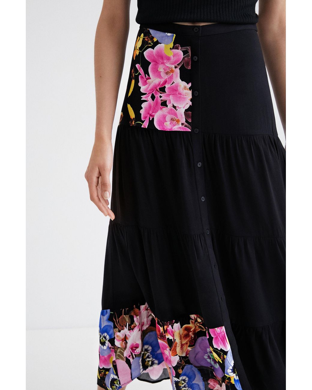Desigual Black M. Christian Lacroix Long Skirt, Viscose