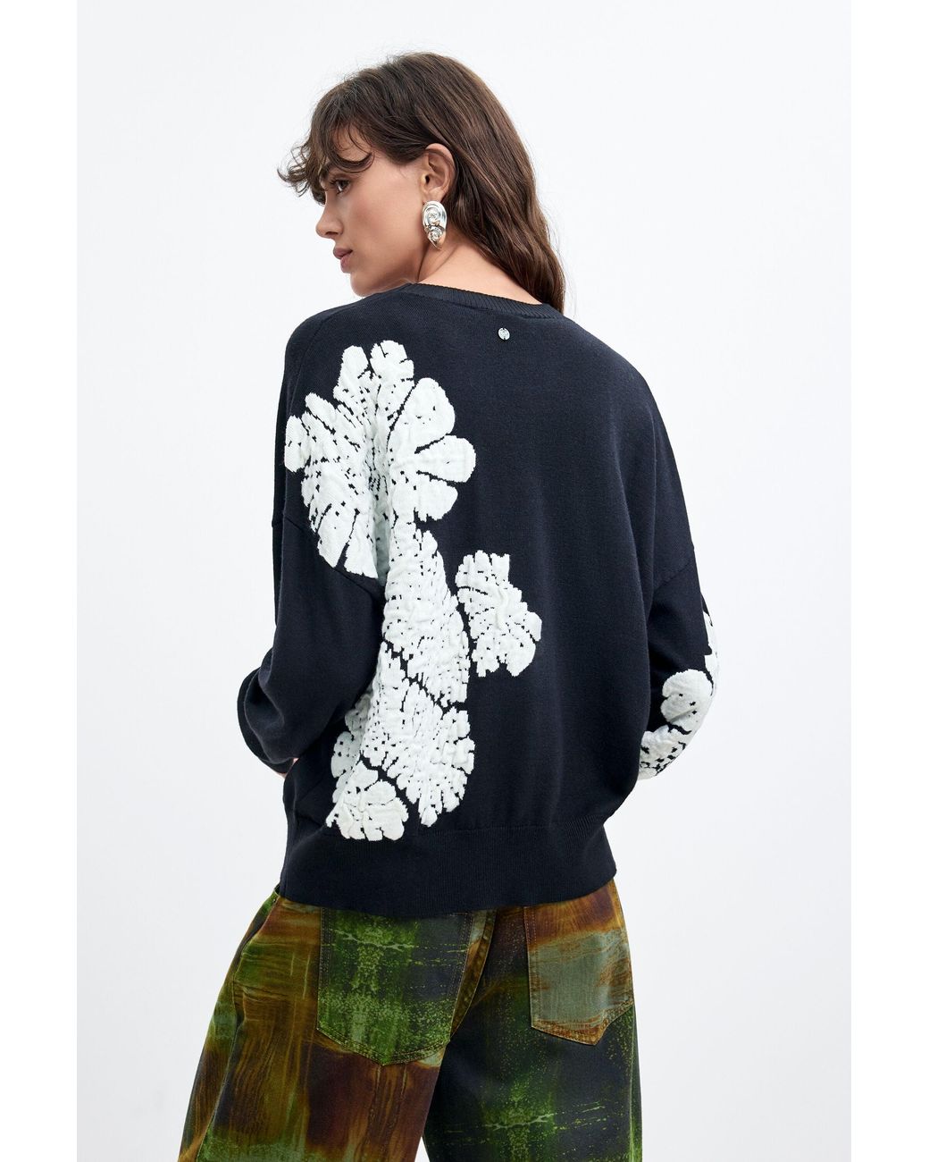 Desigual Blue M. C. Lacroix Jacquard Floral Sweater