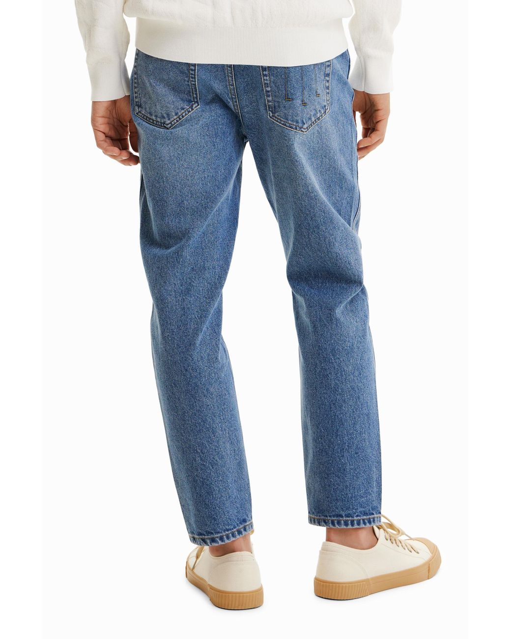 Desigual Blue Straight Patchwork Jeans, Cotton for men