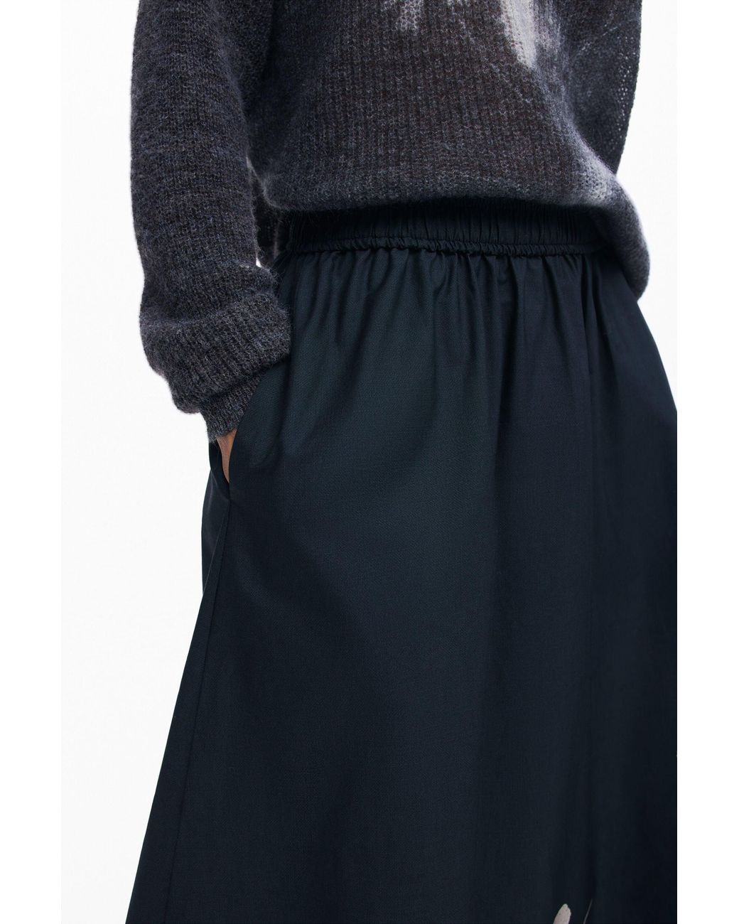 Desigual Blue Long Floral Skirt, Cotton
