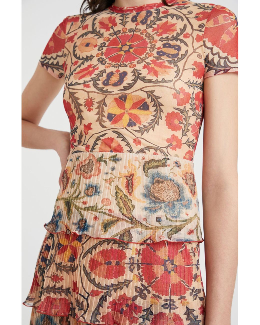 Desigual Multicolor Layered Floral Dress, Polyester