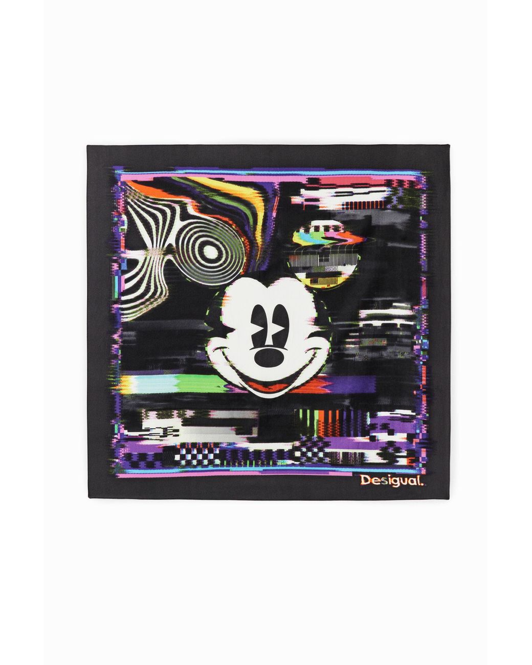 Desigual Black Mickey Mouse Square Scarf, Polyester