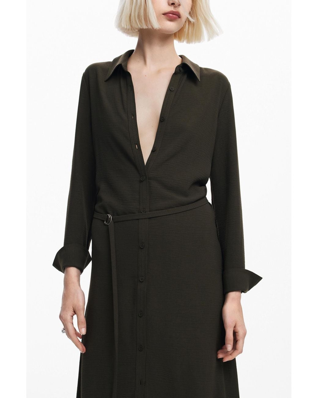 Desigual Black Long Shirt Dress, Polyester