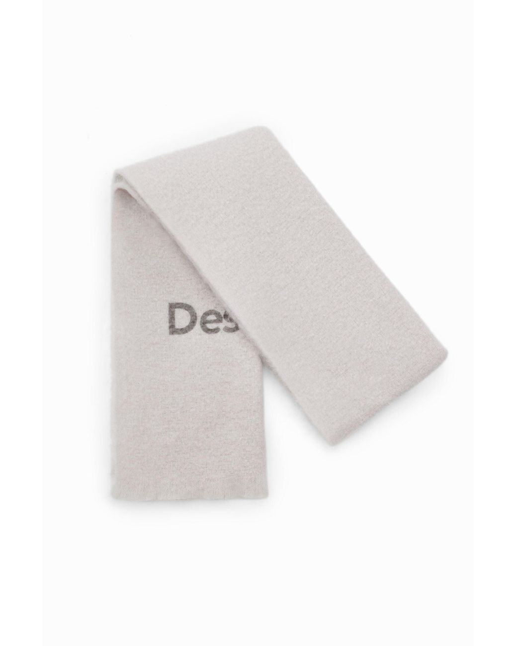 Desigual White Long Logo Scarf, Polyester