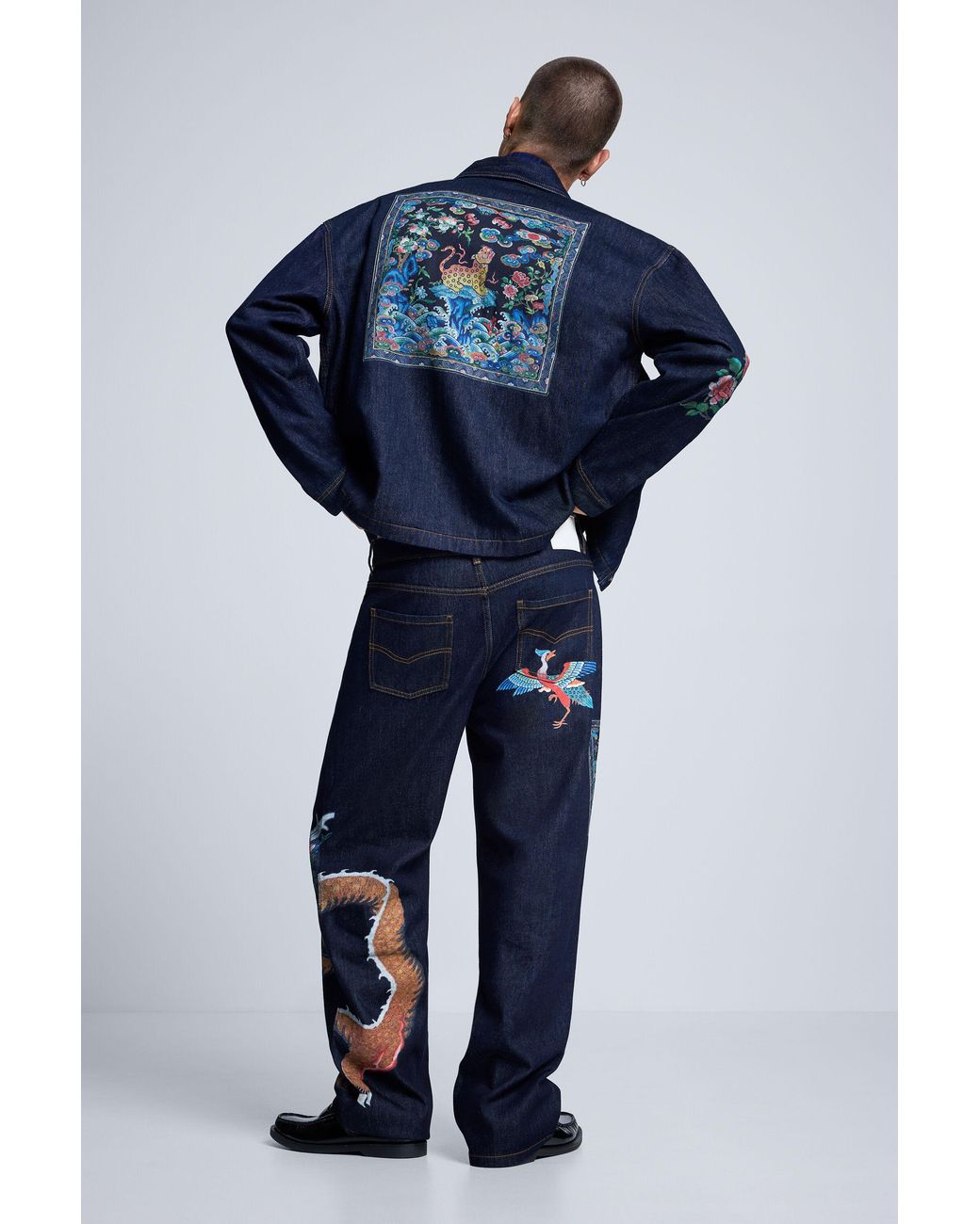 Desigual Blue Printed Jeans, Cotton for men