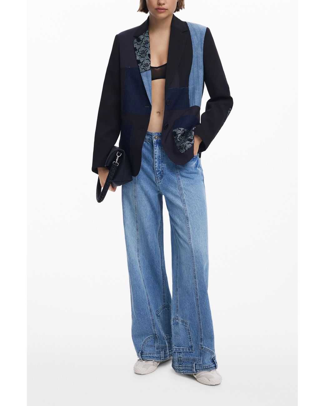 Desigual Blue Patchwork Blazer