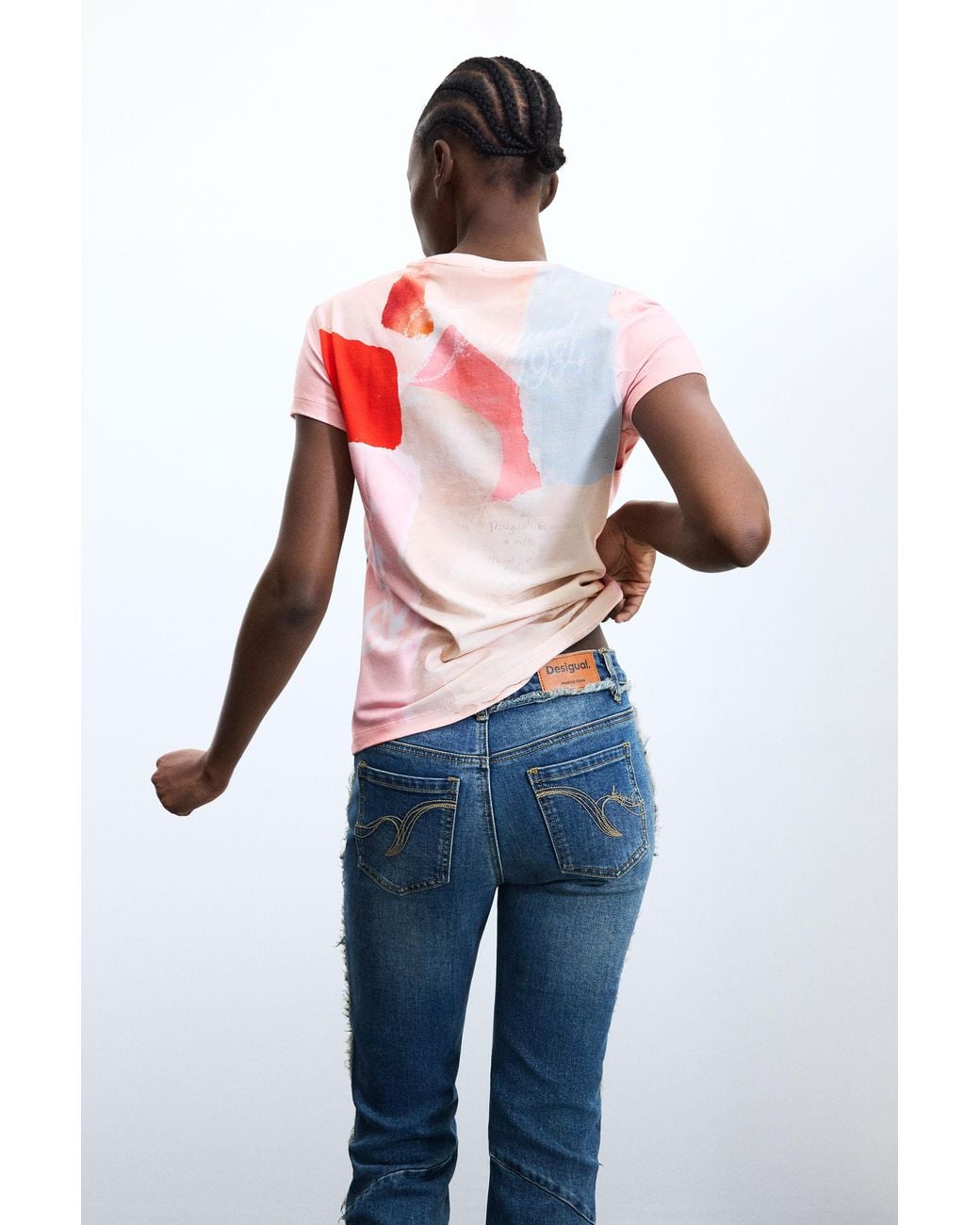 Desigual Red Printed T-Shirt 100% Cotton, Cotton