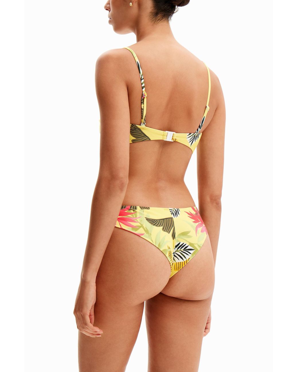 Desigual Yellow Tropical Bandeau Bikini