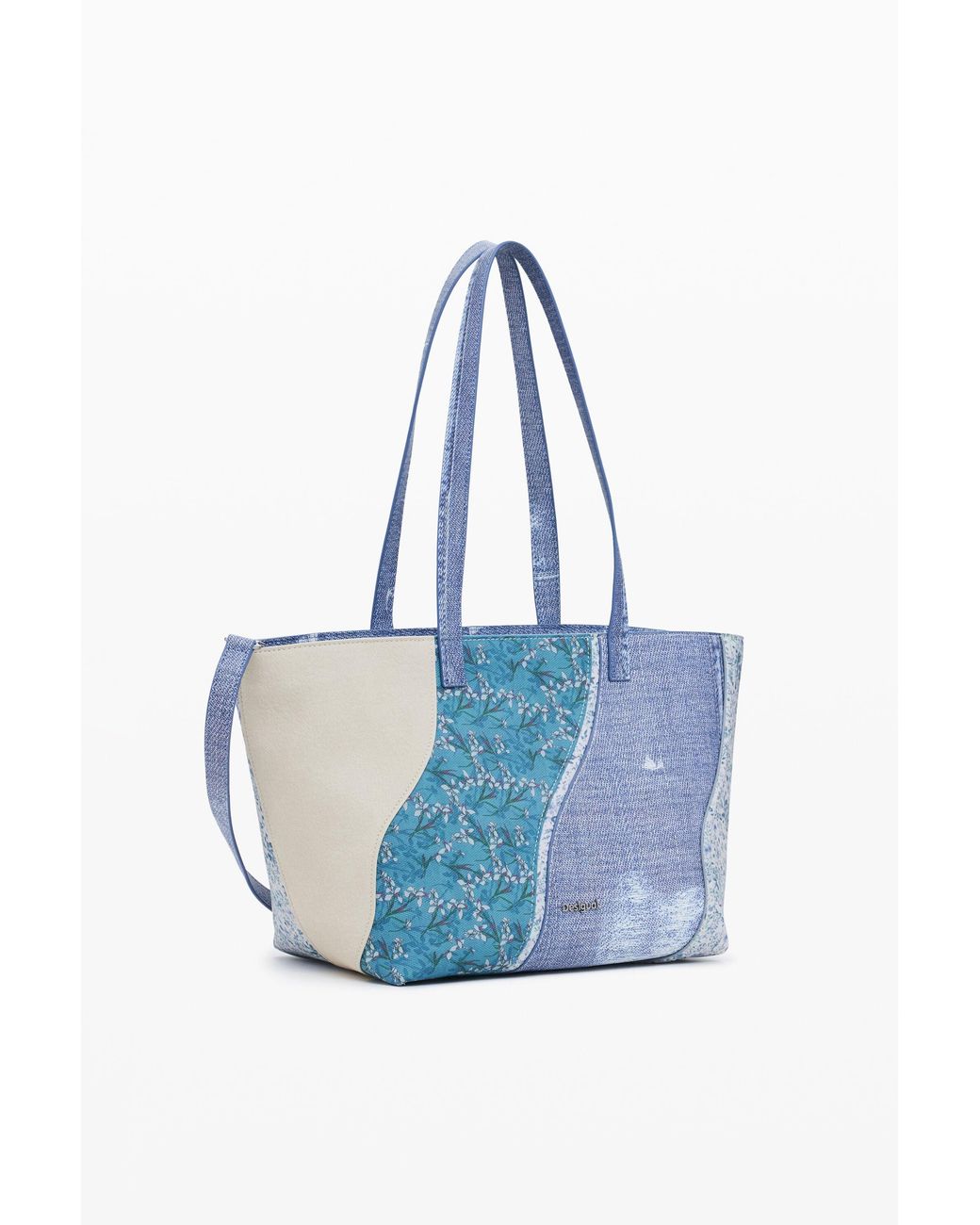 Desigual Blue Large Patch Denim Crossbody Bag, Polyurethane