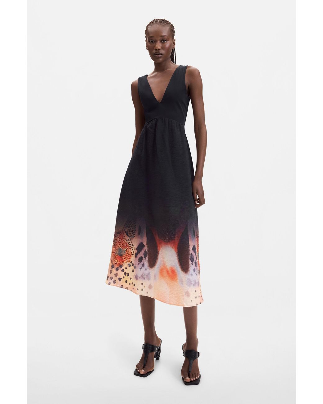 Desigual Black 2-In-1 Midi Dress