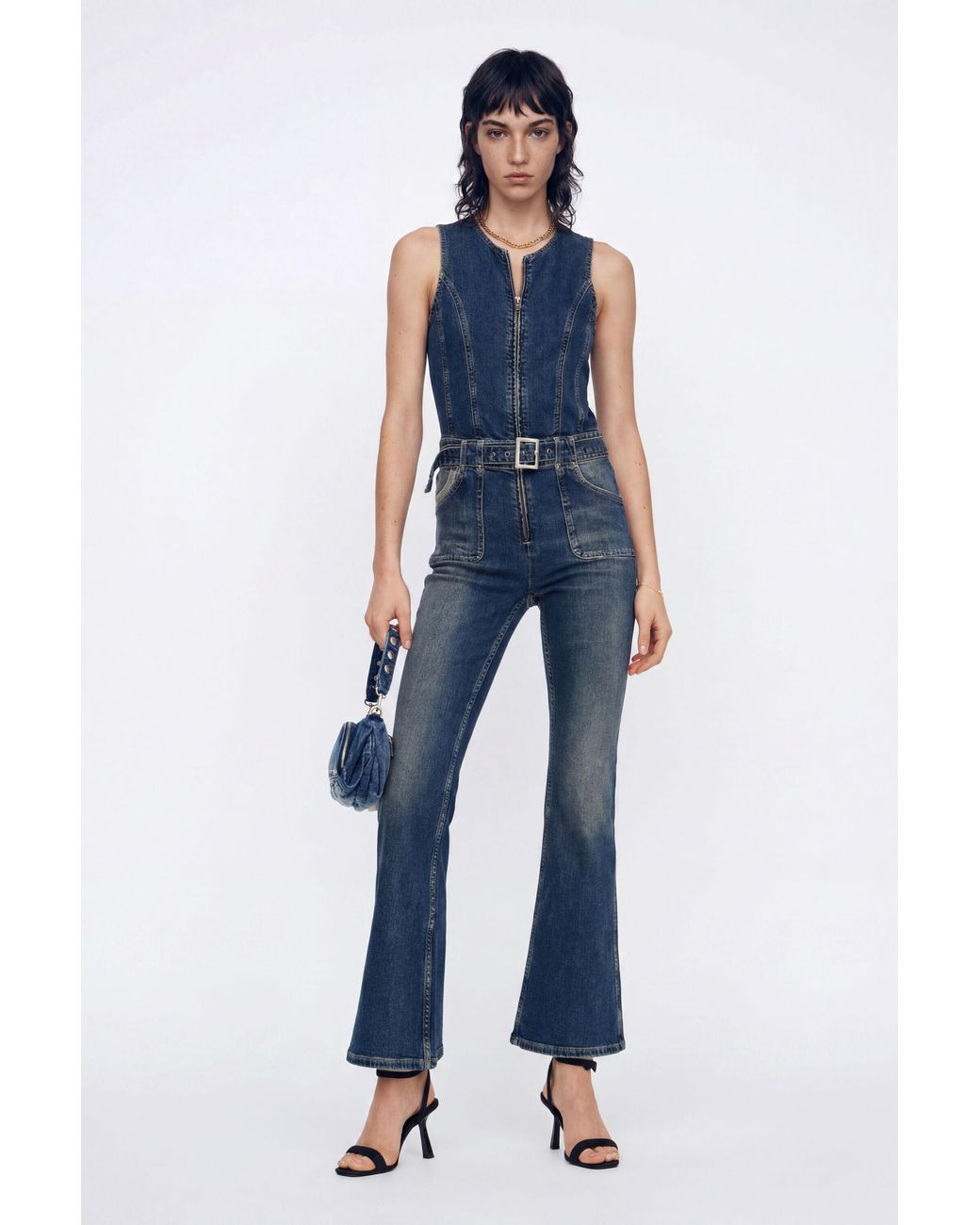 Desigual Blue Fitted Denim Jumpsuit, Cotton
