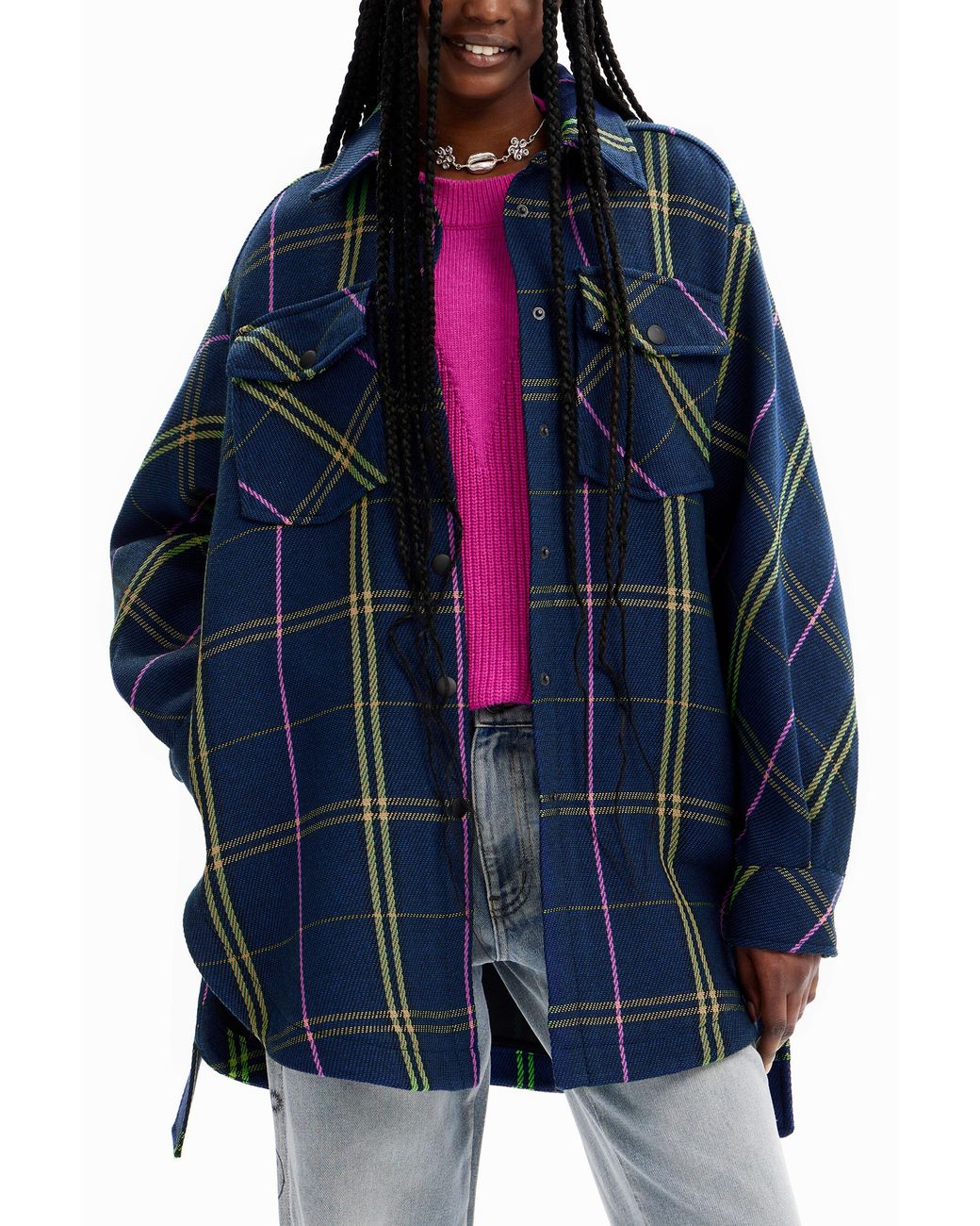 Desigual Blue Plaid Overshirt Jacket