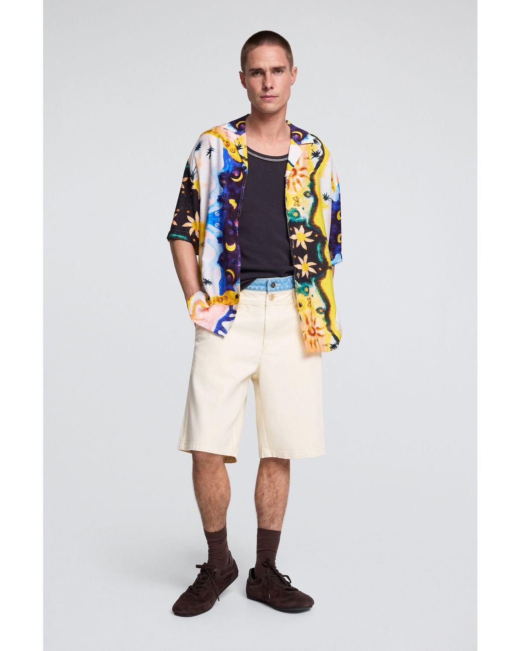 Desigual Blue Cosmos Printed Shirt, Cotton for men