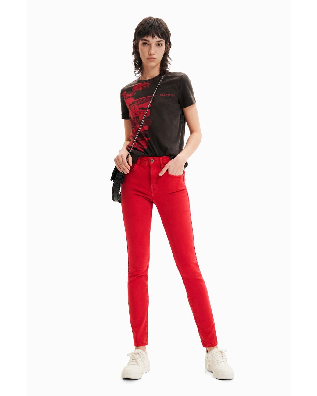 Desigual Red Push-Up Skinny Jeans, Cotton