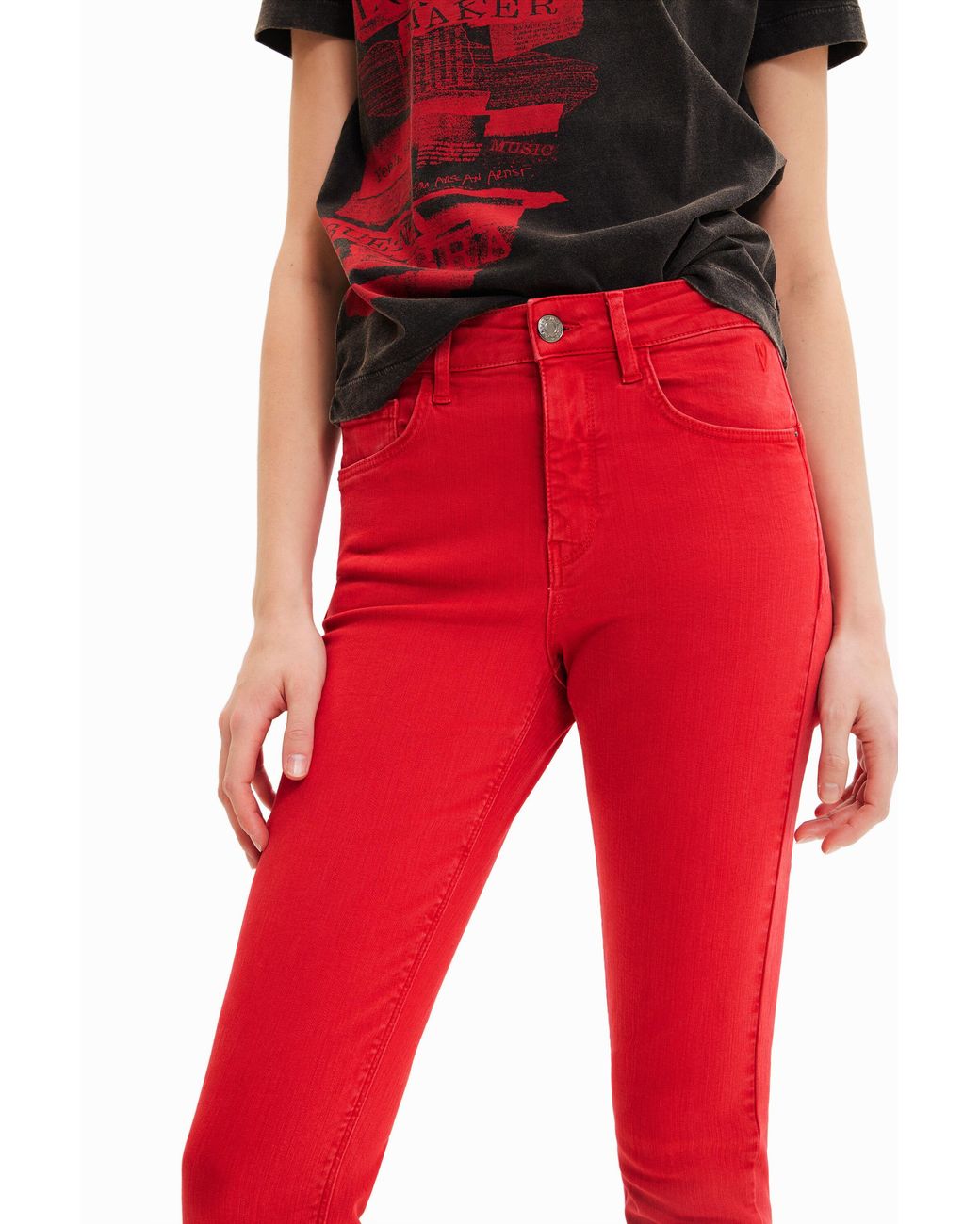 Desigual Red Push-Up Skinny Jeans, Cotton