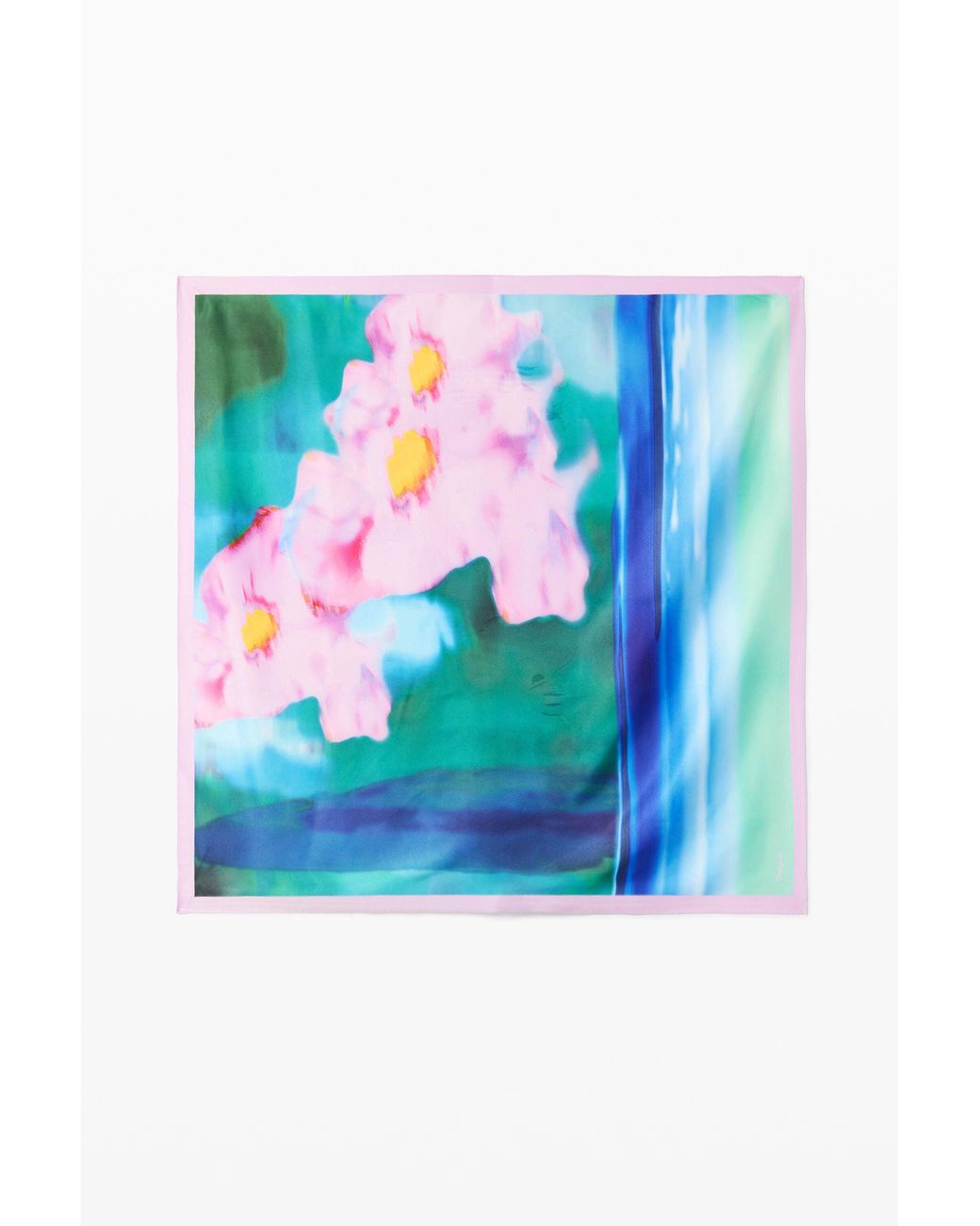 Desigual Blue Watercolor Floral Scarf, Polyester