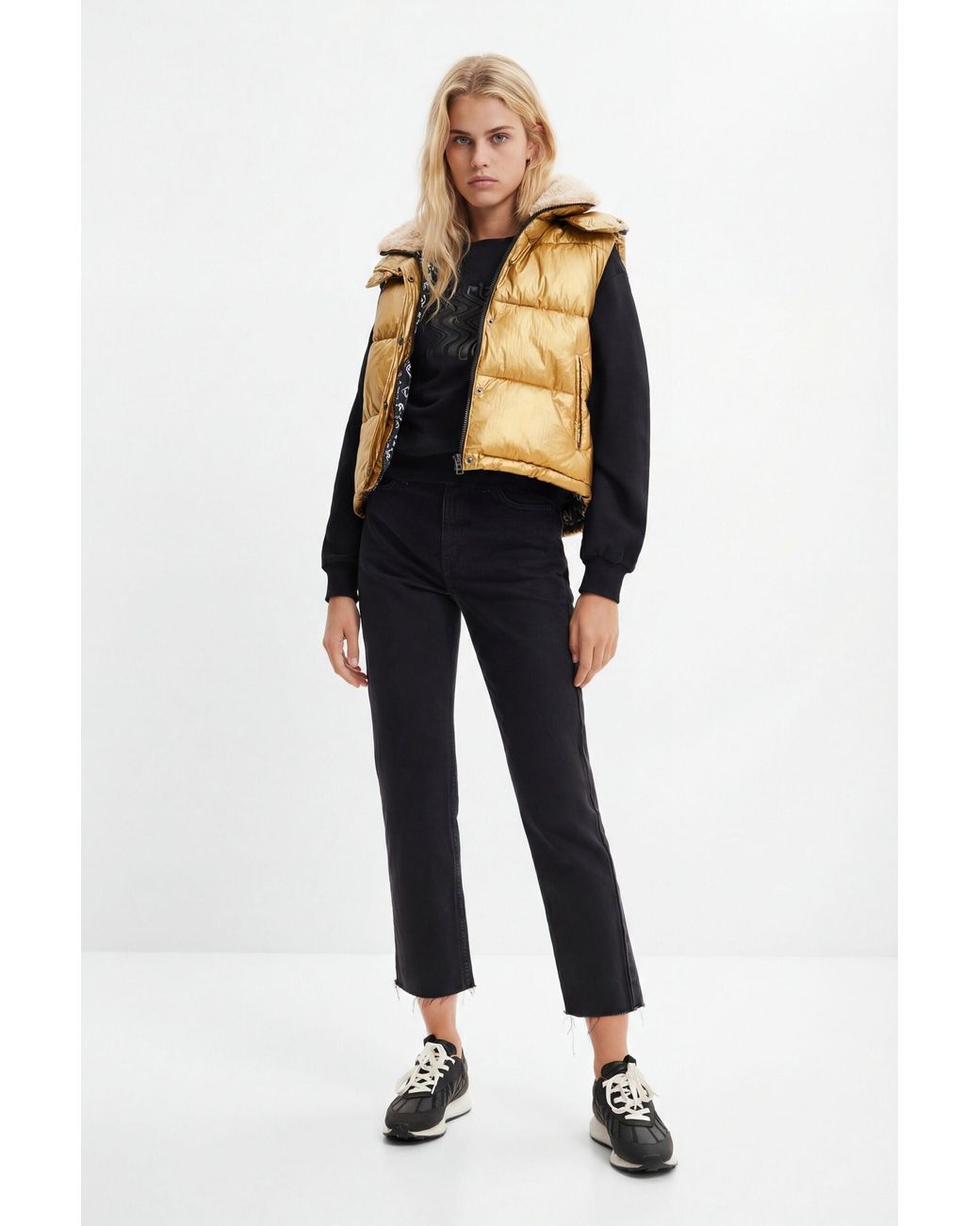 Desigual Blue Straight Cropped Jeans, Cotton