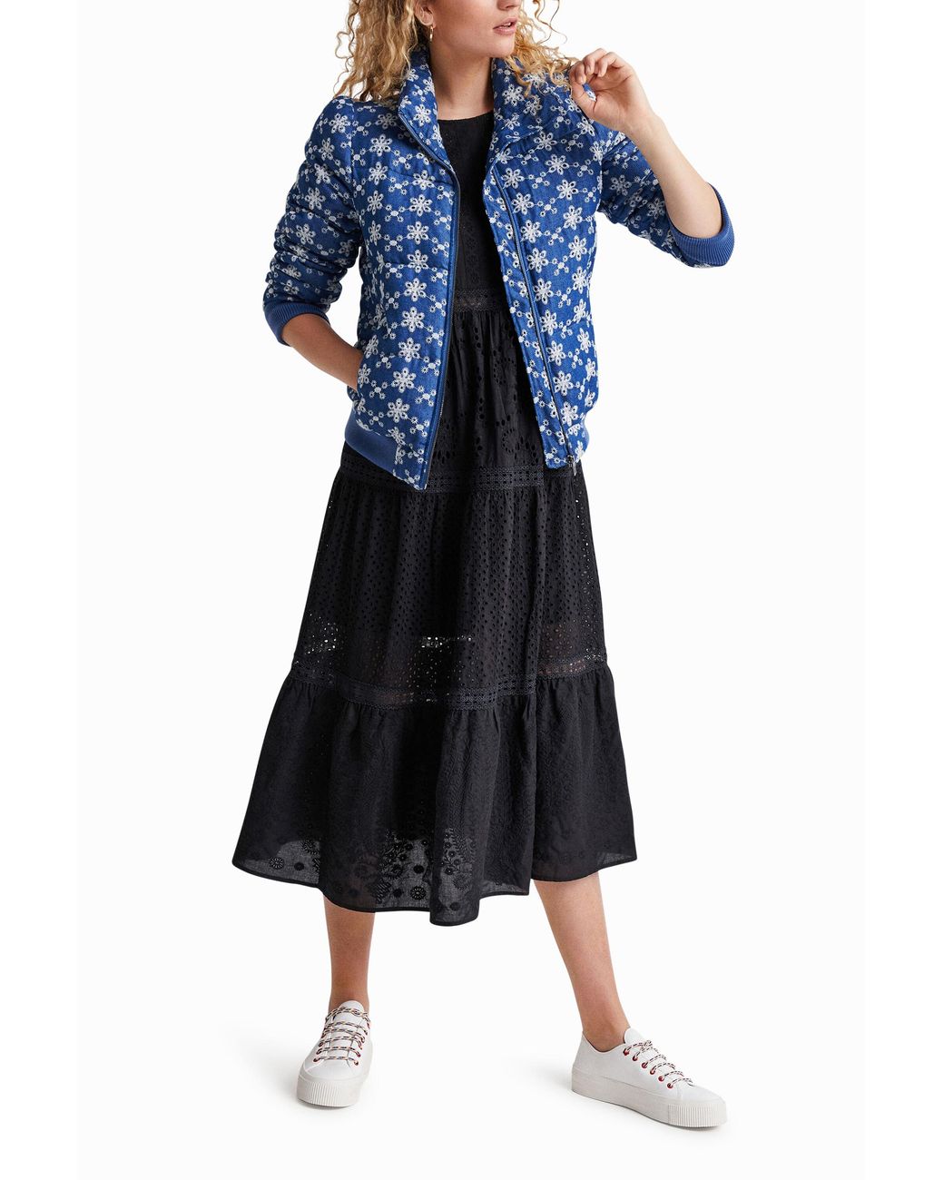 Desigual Blue Lace Quilted Jacket