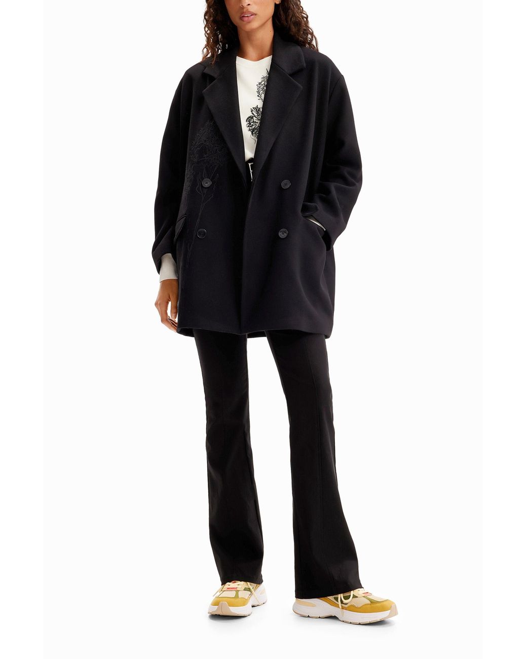 Desigual Black Christian Lacroix Double-Breasted Wool Coat