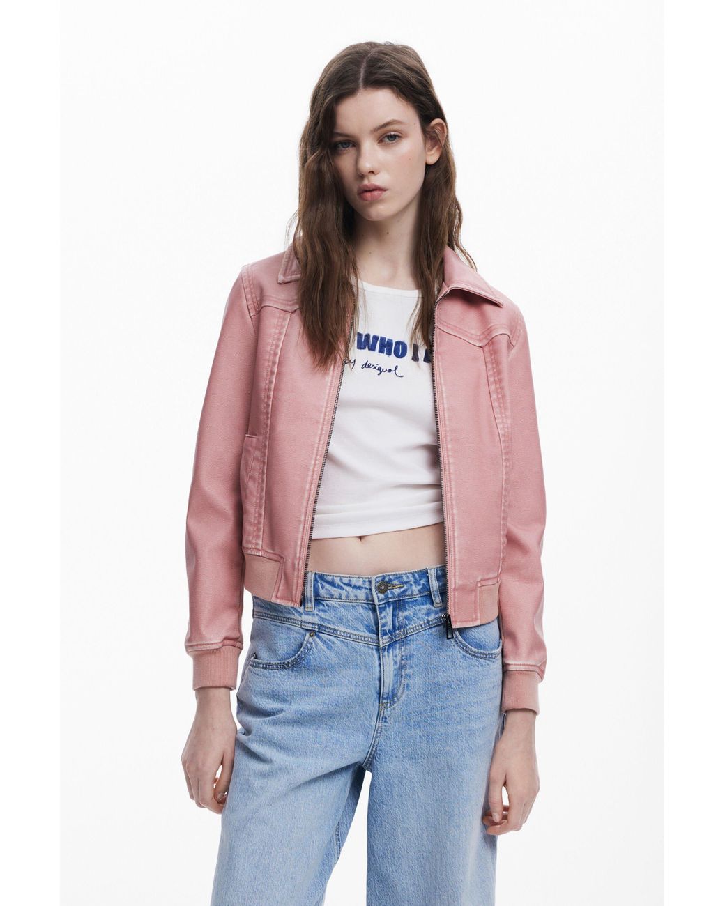 Faux Leather Textured Biker Jacket | M&S Collection | M&S