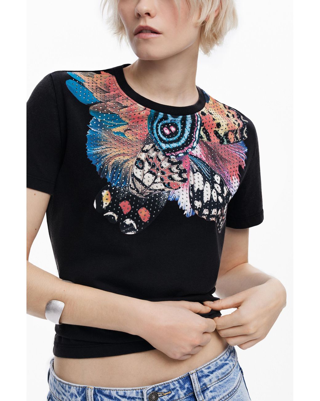 Desigual Blue T-Shirt Designed By Mr. Christian Lacroix, Cotton