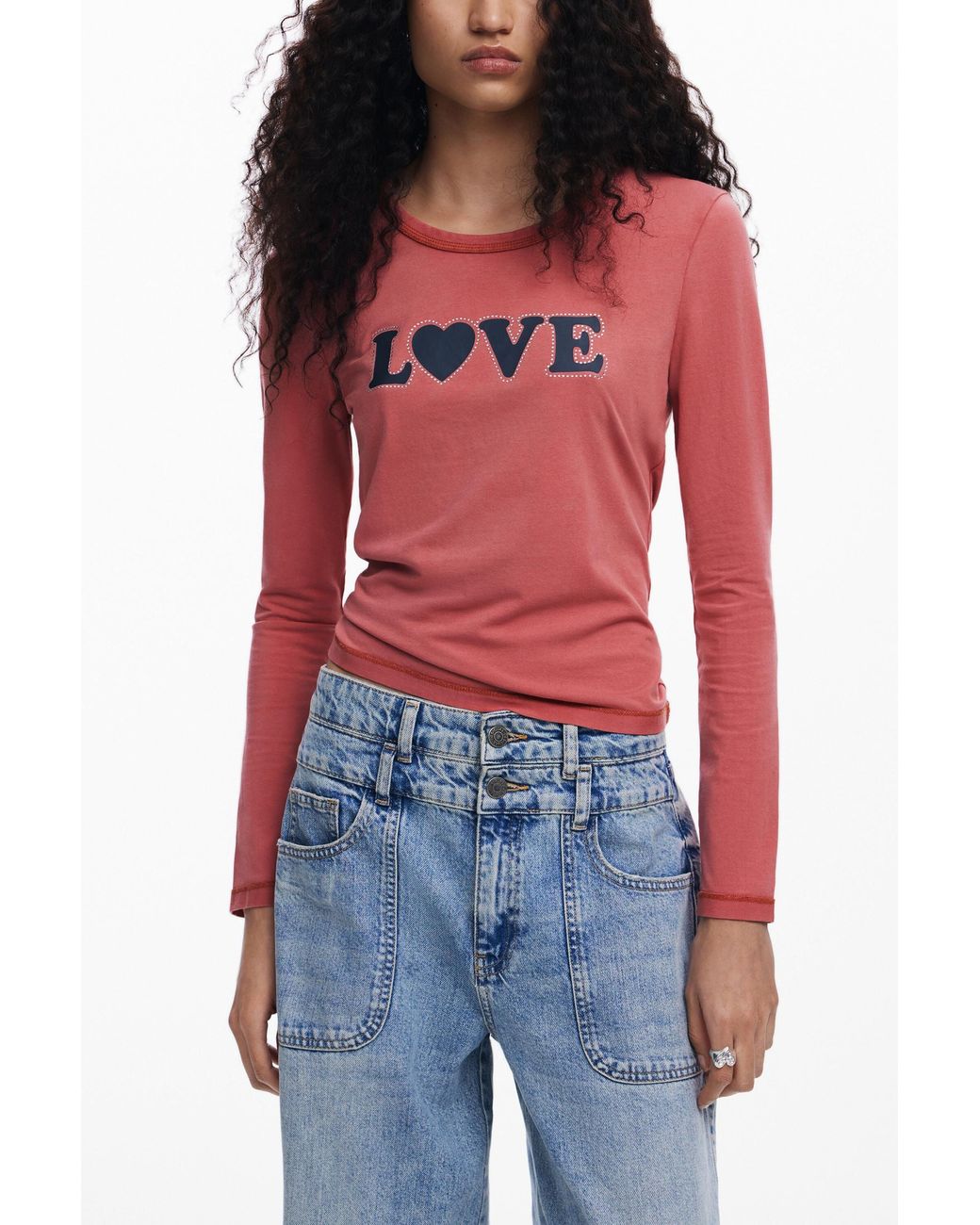 Desigual Red T-Shirt I Love Cotton