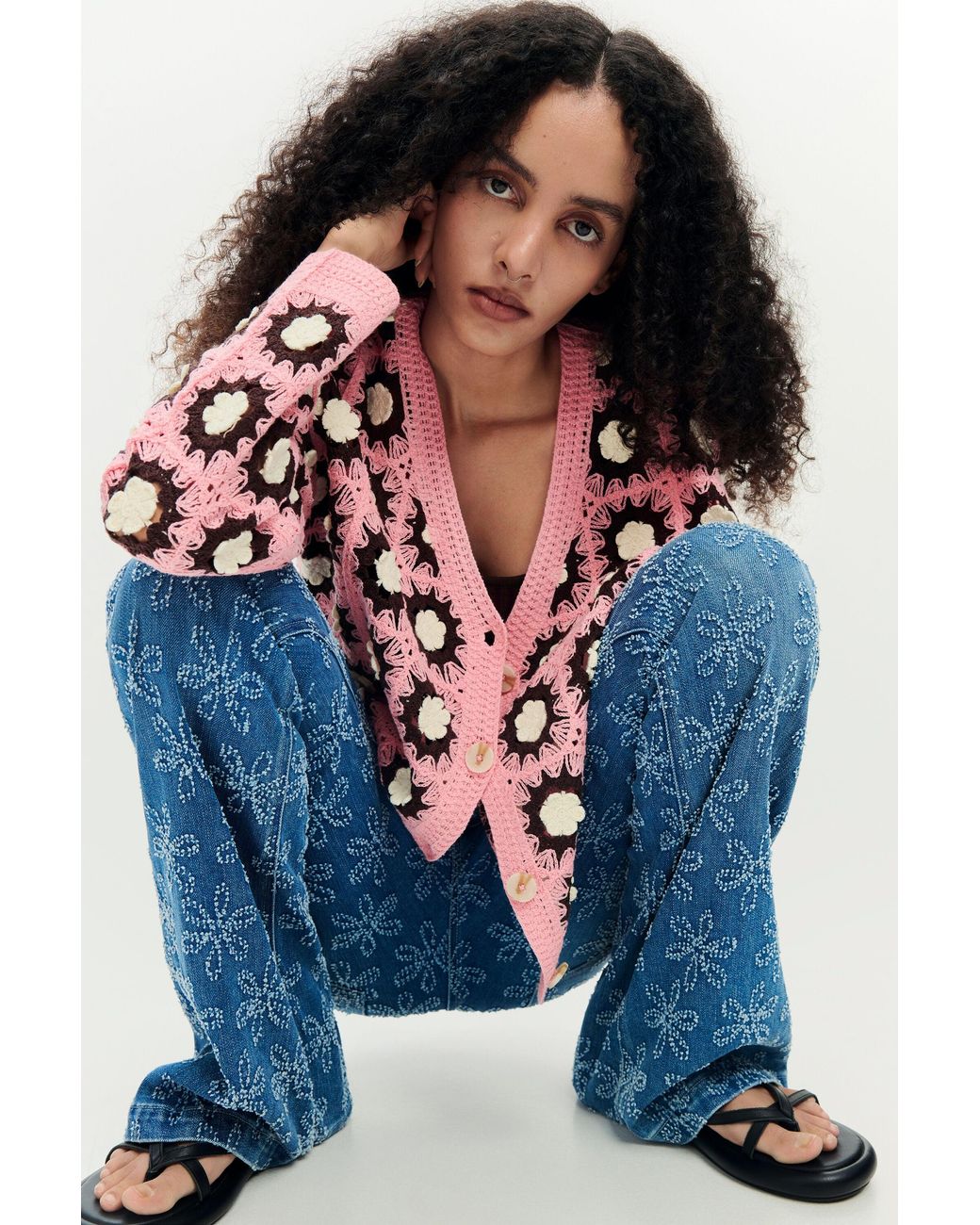 Desigual Blue Crochet Cardigan