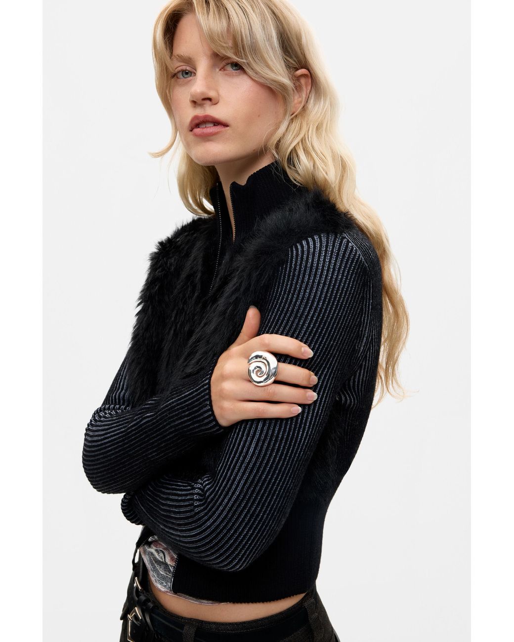 Desigual Black Knit Jacket