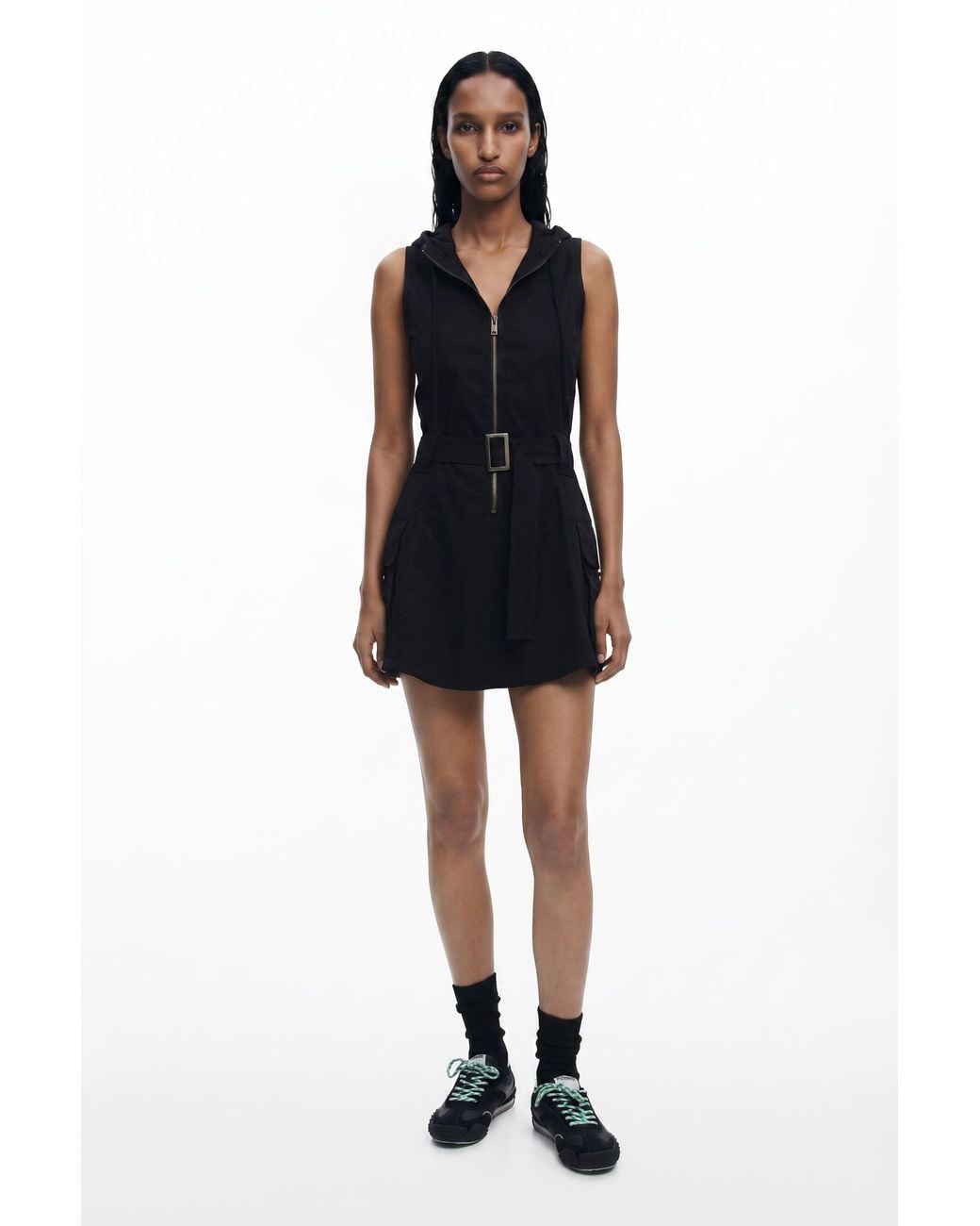 Desigual Black Utility Dress With Hood