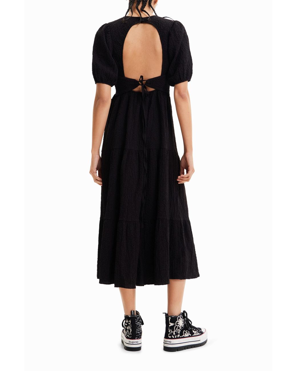 Desigual Black Back Neckline Midi Dress