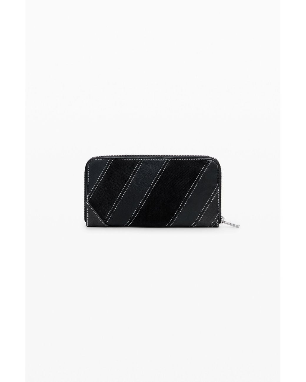 Desigual Black Large Faux Leather Wallet With Buckles, Polyurethane