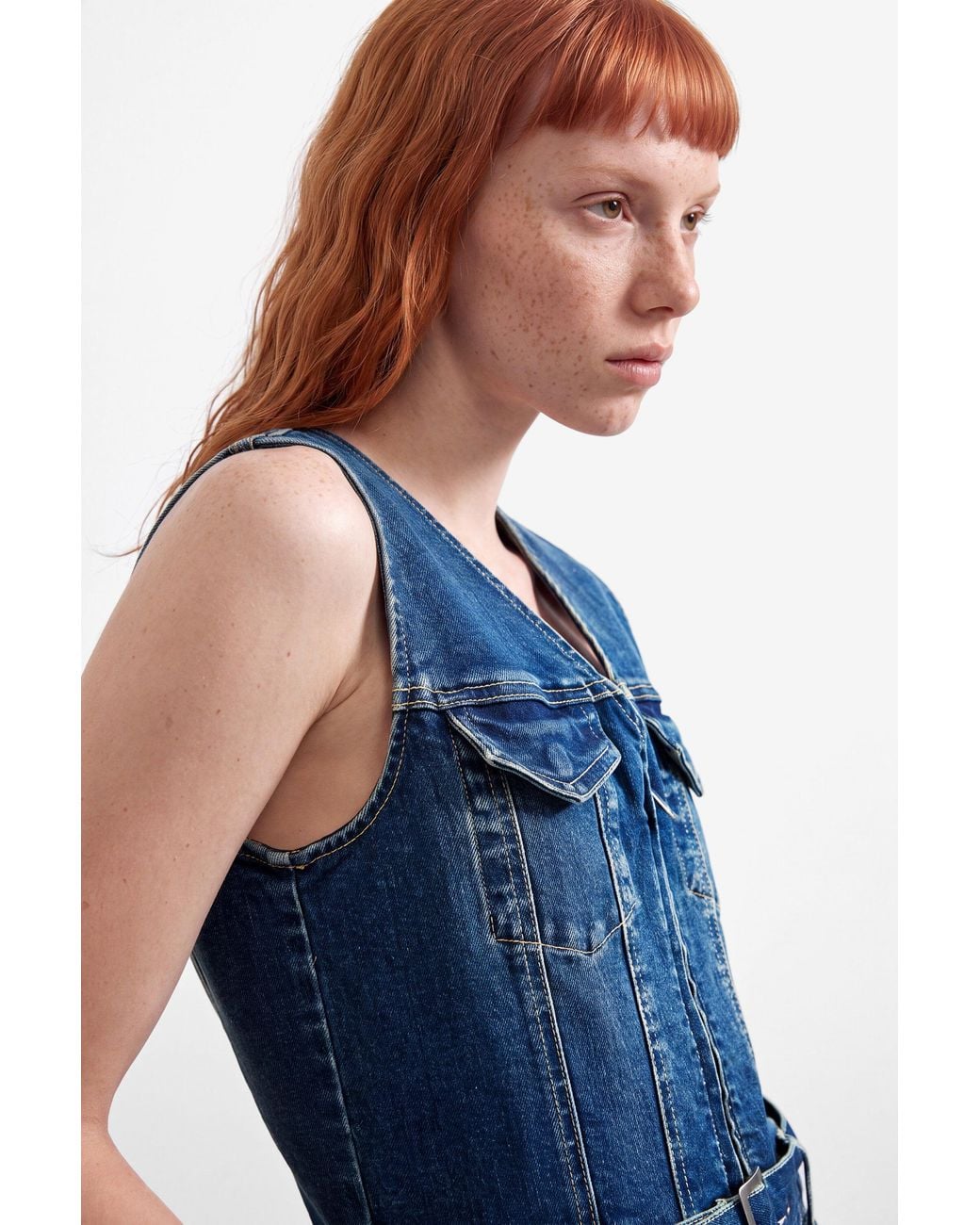 Desigual Blue Sleeveless Denim Dress, Cotton