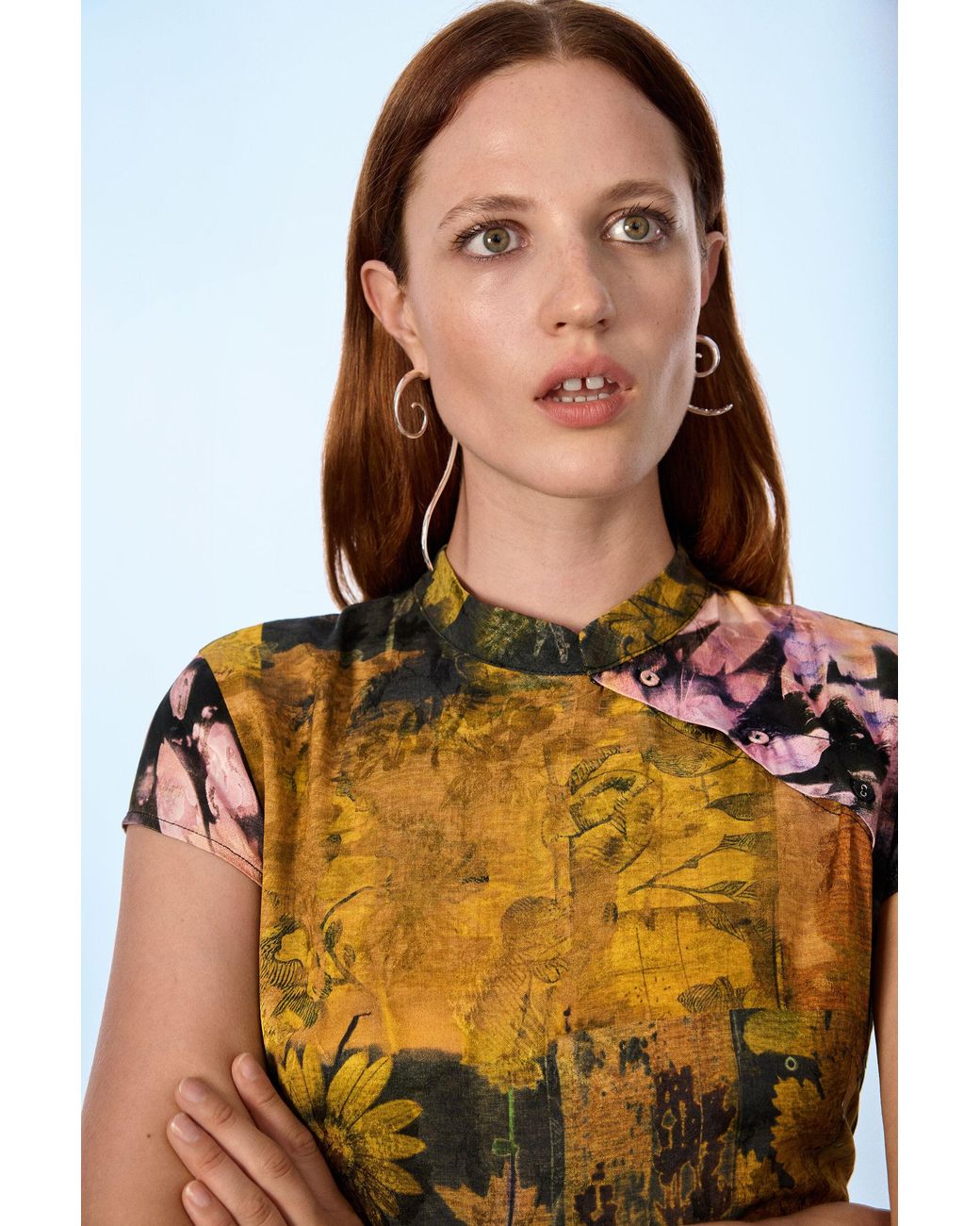 Desigual Green Short Printed Dress, Viscose