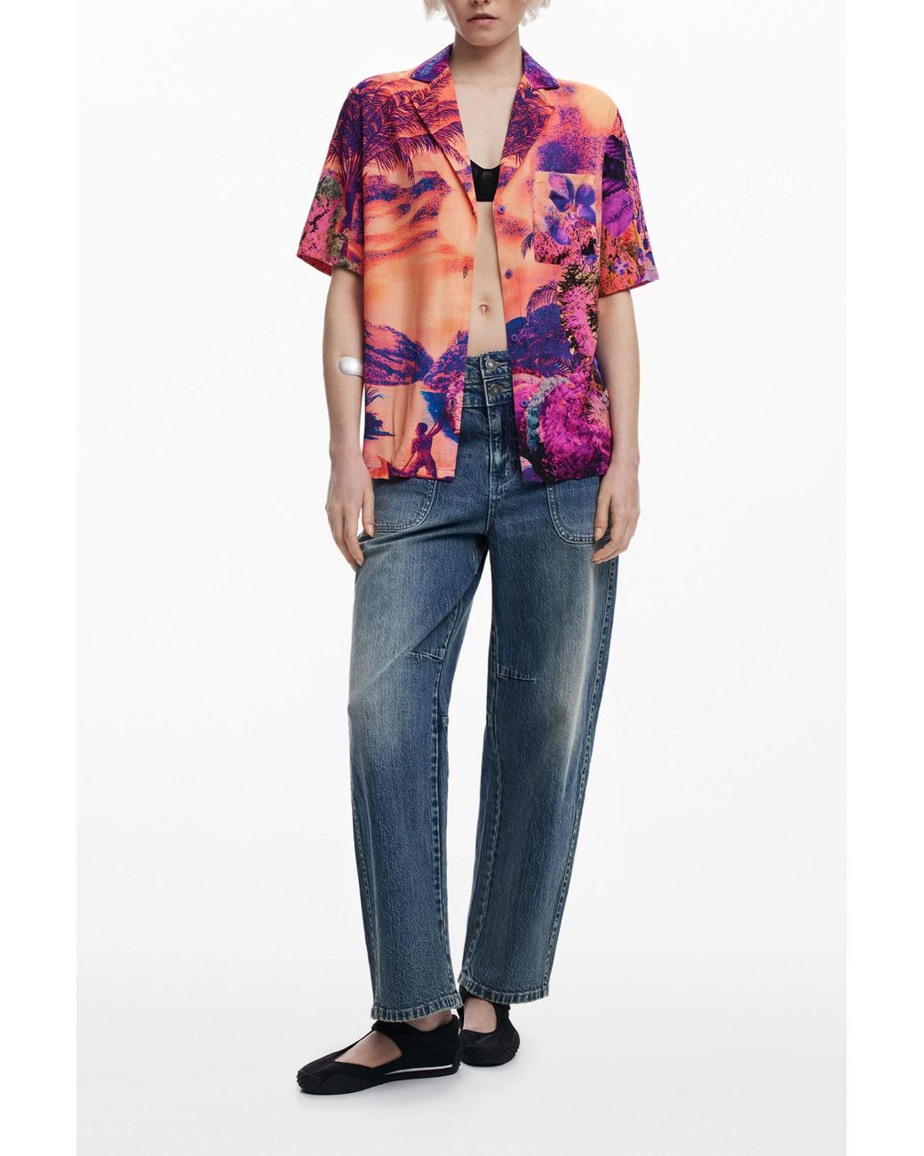 Desigual Red Shirt Designed By Mr. Christian Lacroix, Viscose