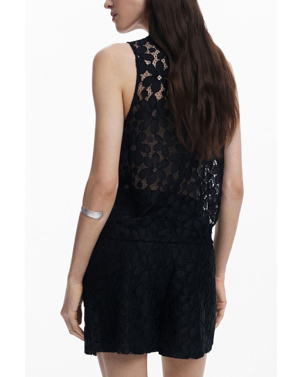 Desigual Black Lace Blouse, Polyester
