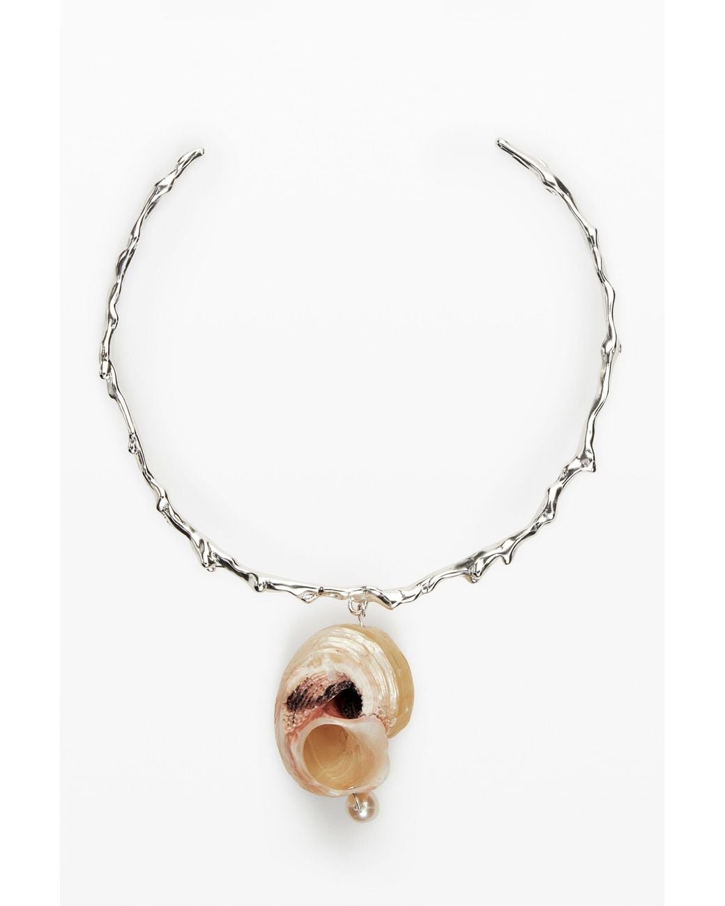 Desigual White Rigid-Plated Shell Necklace Zalio