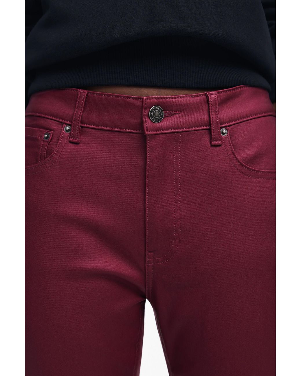 Desigual Red Slim Pants, Polyurethane