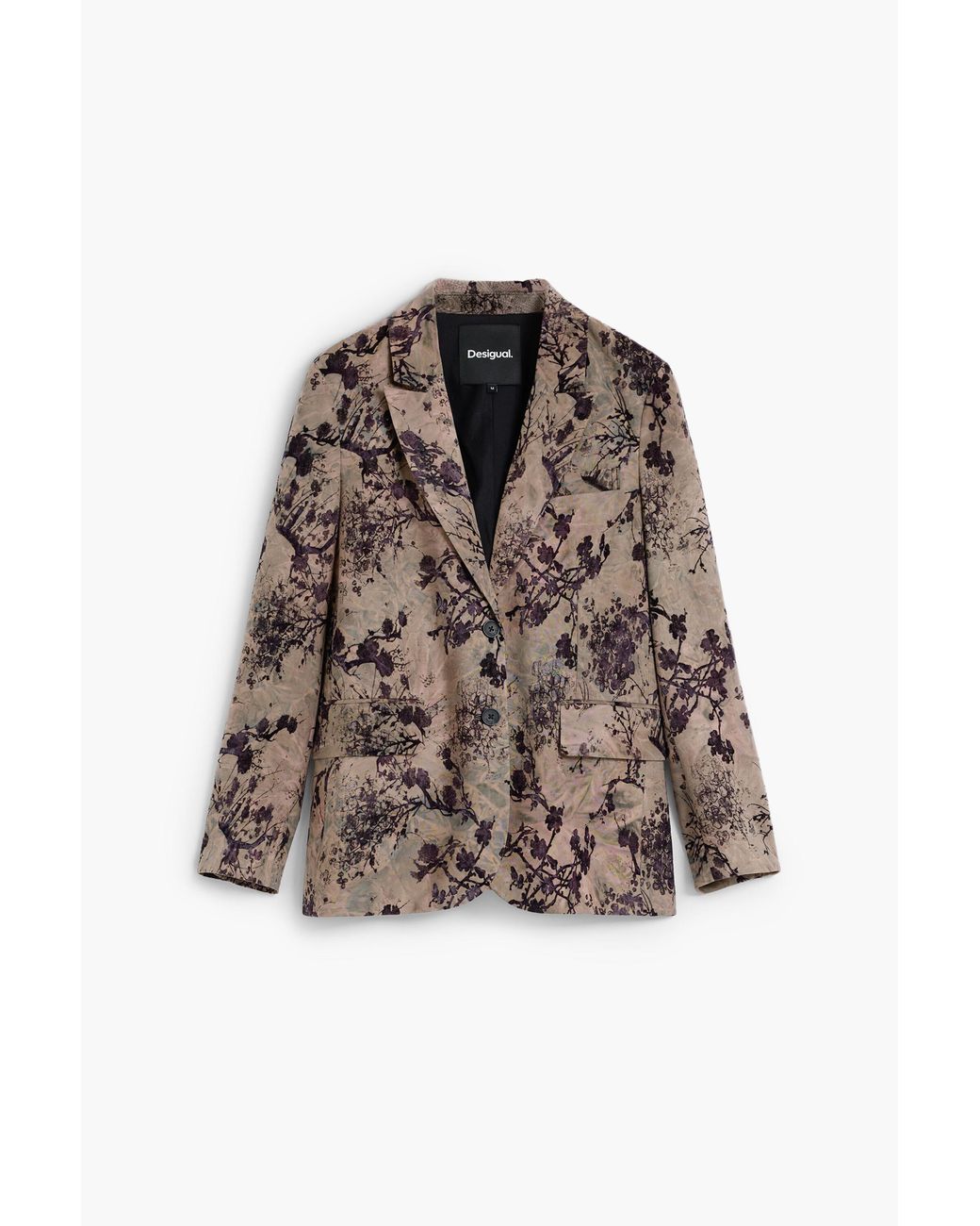 Desigual Black Flocked Blazer, Polyester