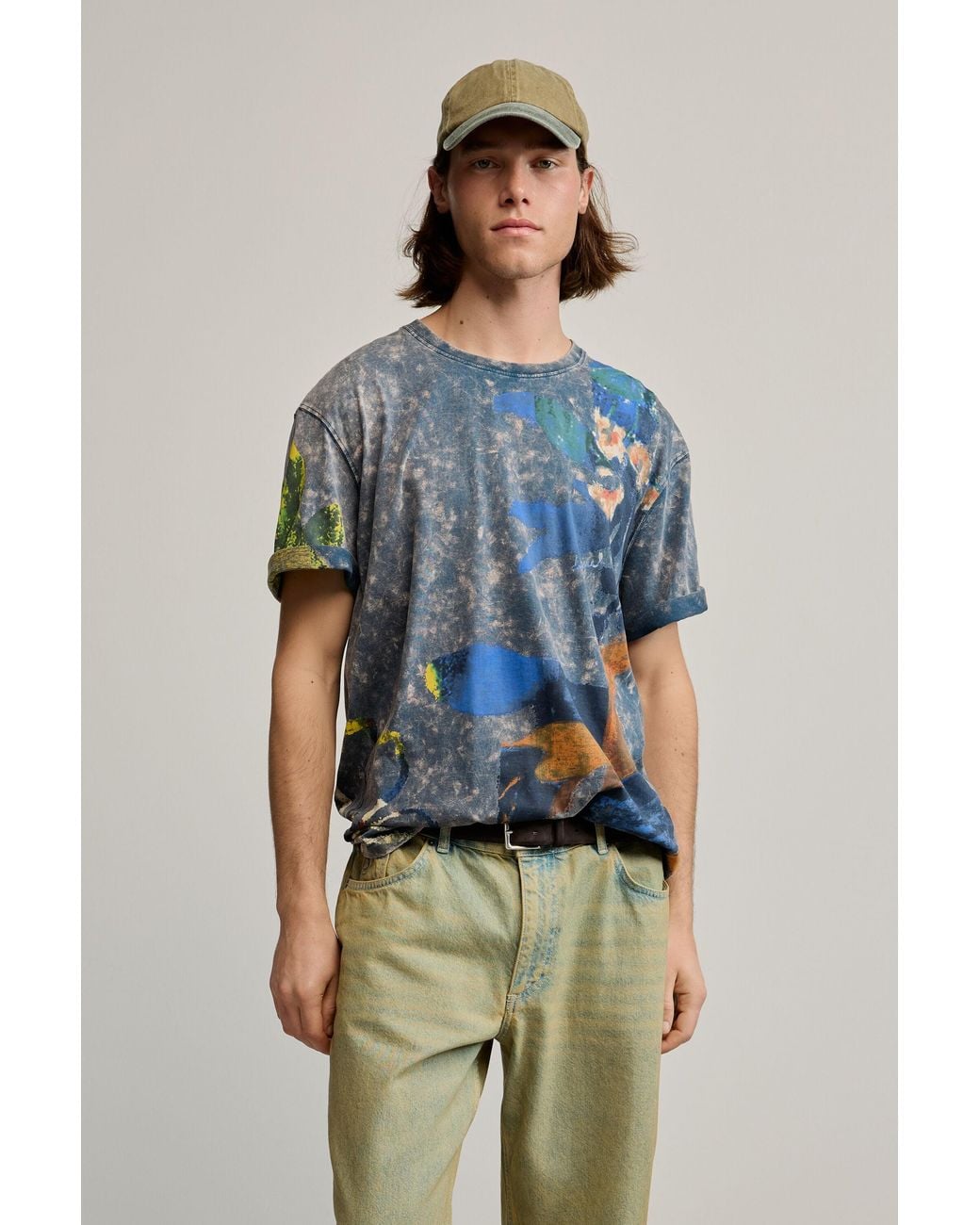 Desigual Blue Printed Arty T-Shirt, Cotton for men