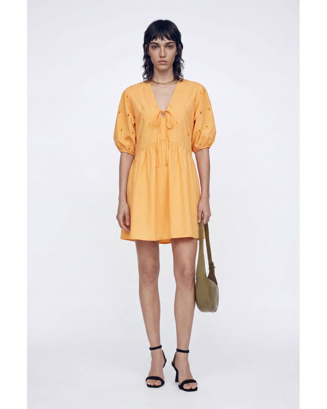 Desigual Yellow Poplin Mini Dress, Cotton
