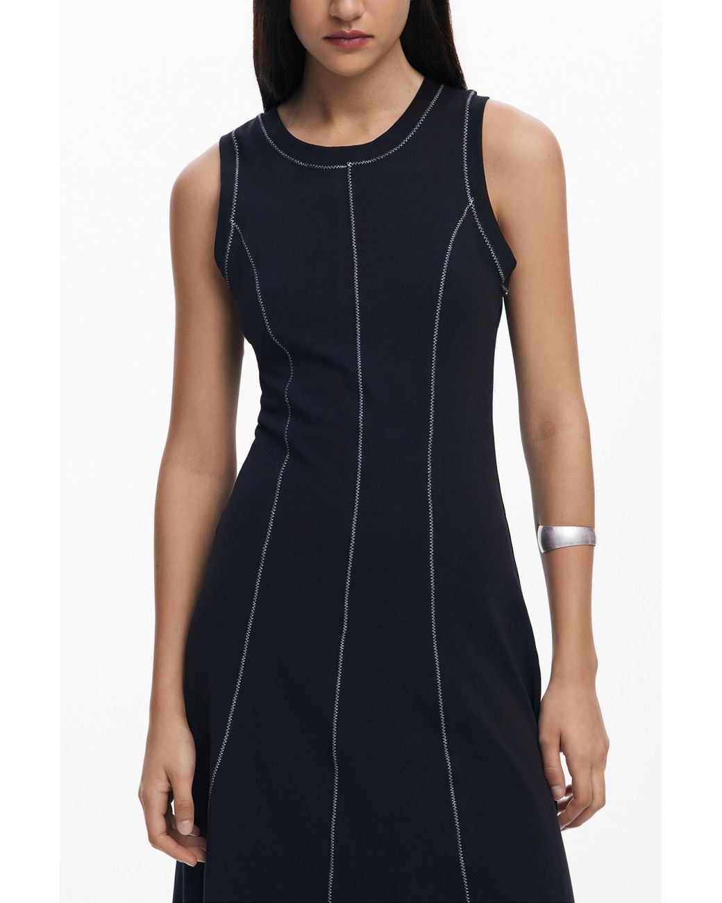 Desigual Blue A-Line Seam Dress, Cotton