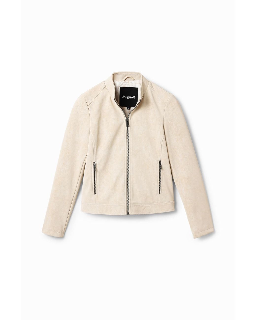 Desigual Natural Suede-Effect Biker Jacket, Polyurethane
